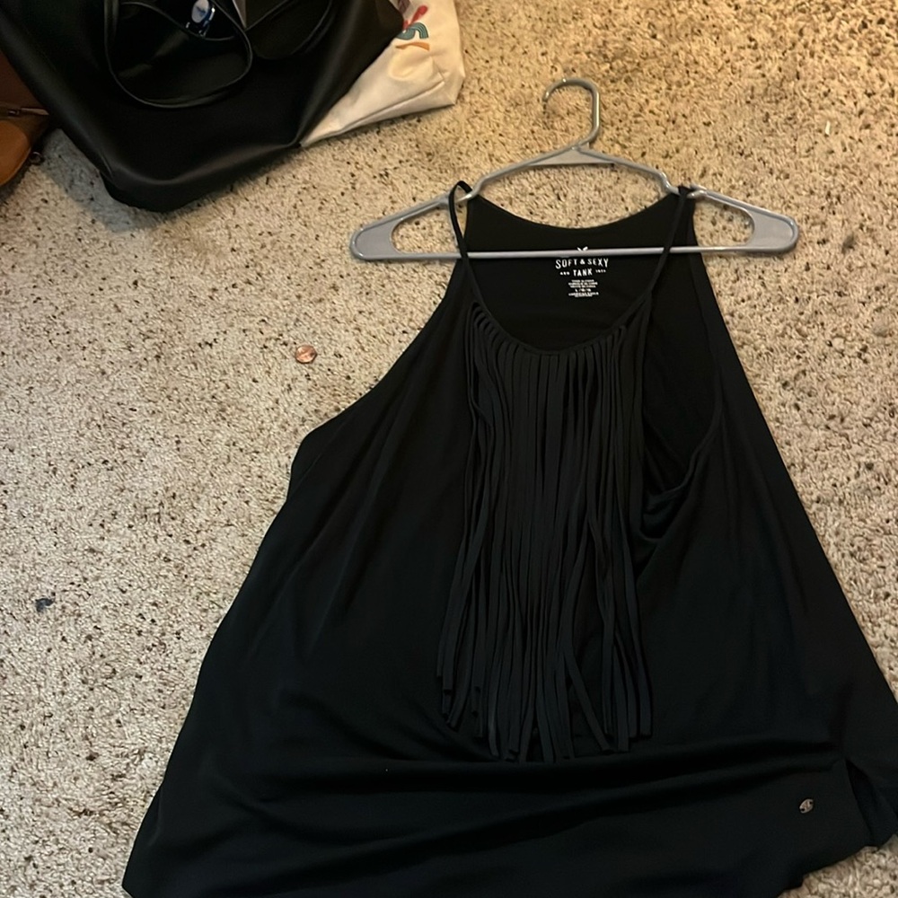 Black fringe top